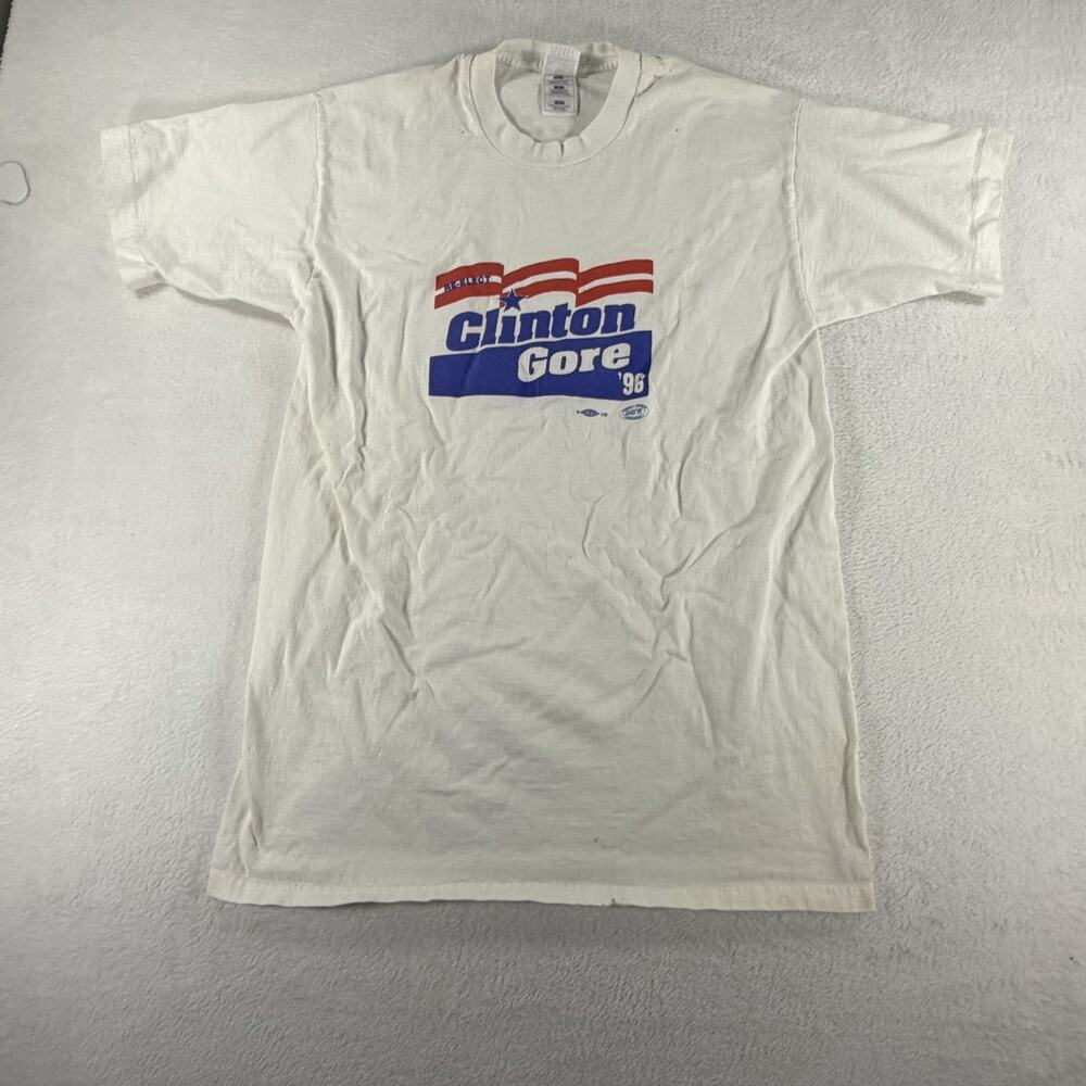 Vintage Clinton Gore 1996 Political T Shirt Mens Large L White Single Stitch